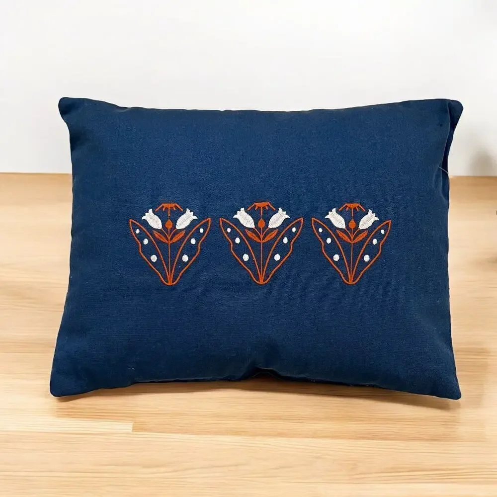 IKEA GOKVALLA Blue Embroidered Pillow 12